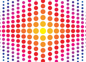 Fototapeta na wymiar Abstract pattern of colored dots on a white background. Wallpaper. Halftone vector gradient. Bright LED pattern. Vector background. Cover, poster, postcard