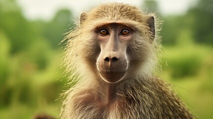 Close up wildlife photography of a baboon in its natural habitat, showcasing the primate s beauty.