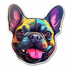 Adorable cartoon illustration of a French Bulldog on a white background, showcasing its unique personality. The playful and lively nature of the dog are perfectly captured in this sticker format