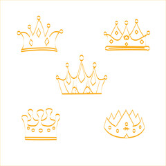 Sketch crown. Elegant queen or king crowns hand drawn. Royal imperial coronation , monarch majestic jewel tiara