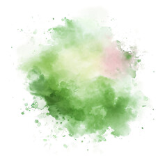 watercolor splashes forming a green and pink cloud shape on a transparent background for creative design projects