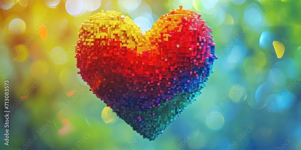 Poster a heart made sitting on top of a table. suitable for various creative projects