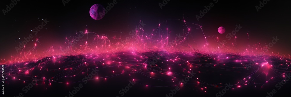 Poster abstract space background with dynamic particles representing a complex big data network