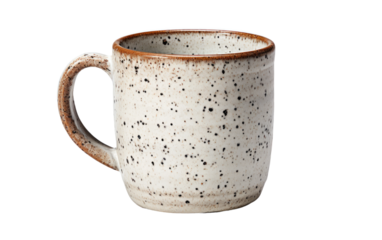he Mug with a Sturdy Handle and Speckled Finish on White or PNG Transparent Background.