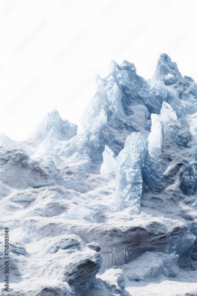 Poster Icebergs floating in the middle of the ocean. Suitable for nature and climate change-related projects