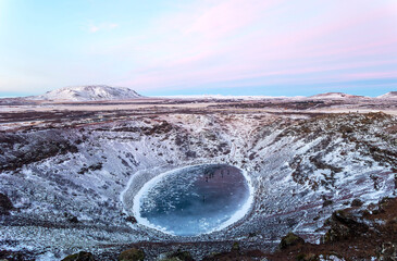 The beautiful Kerid crater in Iceland, Europe
