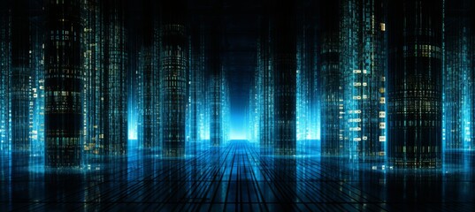 Abstract digital grid background with matrix of data for technology concept and design