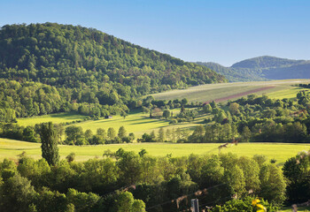 Landscape in Hohenlohe near Michelbach am Wald, Baden-Württemberg, Germany, Europe