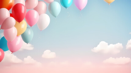 Birthday background with balloons and confetti for birthday card or invitation design