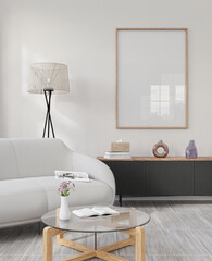 Mockup frame, poster empty close up in home design, modern interior design element mockup, 3d...