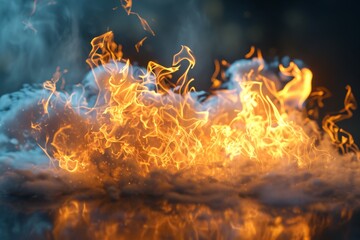 dynamic flames burning brightly
