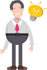 Office Worker Character and Light Bulb
