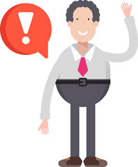 Office Worker Character and Error Sign
