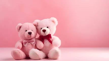 Fotobehang Two cute fluffy teddy bears © Mishi