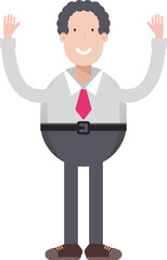 Office Worker Character Raising Hands
