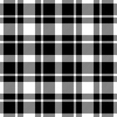 Plaid seamless pattern in black white. Check fabric texture. Vector textile print.