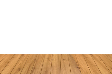 Wood table perspective background vector illustration. Wooden desk isolated on white backdrop with top front view. Realistic kitchen brown board. Rustic countertop of timber surface. Home furniture