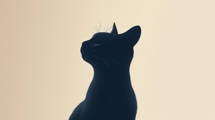Cute cat illustration, with copy space for text. Cartoon style, cat head figure.