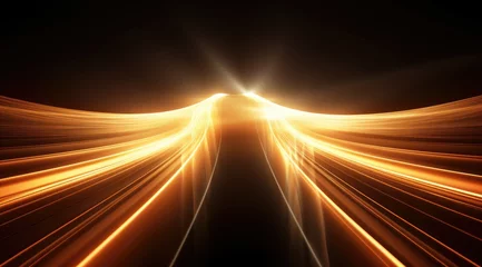 Foto op Plexiglas Car motion trails. Speed light streaks background with blurred fast moving light effect © Rozeena