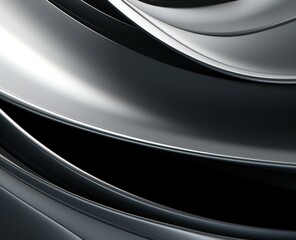 A sleek and modern curved metal surface in black and white. Generative AI.