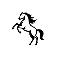 High Quality Vector Logo of a Majestic Rearing Horse. Versatile Symbol of Strength and Elegance for Logos, Branding, and Marketing. Isolated on White Background for Seamless Integration.