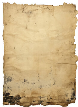 distressed aged paper, full blank sheet of vintage aged paper with distressed edges, ripped and torn edges, PNG, fondo transparente