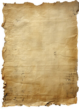 distressed aged paper, full blank sheet of vintage aged paper with distressed edges, ripped and torn edges, PNG, fondo transparente