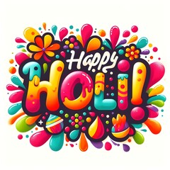 Fototapeta premium Creative holi text with color