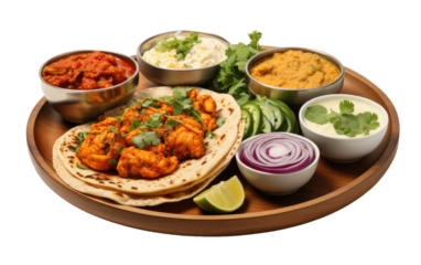 Various Scenes Depicting Indian Street Food Recipe Kit on White or PNG Transparent Background.