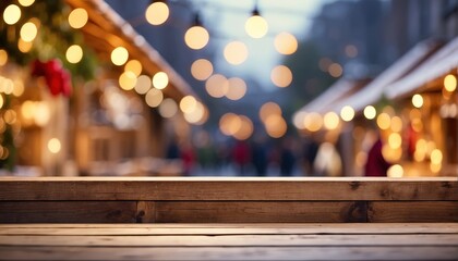 Winter christmas Market Stalls. decoration with soft focus light and bokeh background - obrazy, fototapety, plakaty