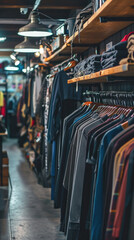 Large Selection of Shirts in a Spacious Clothing Store for All Your Wardrobe Needs