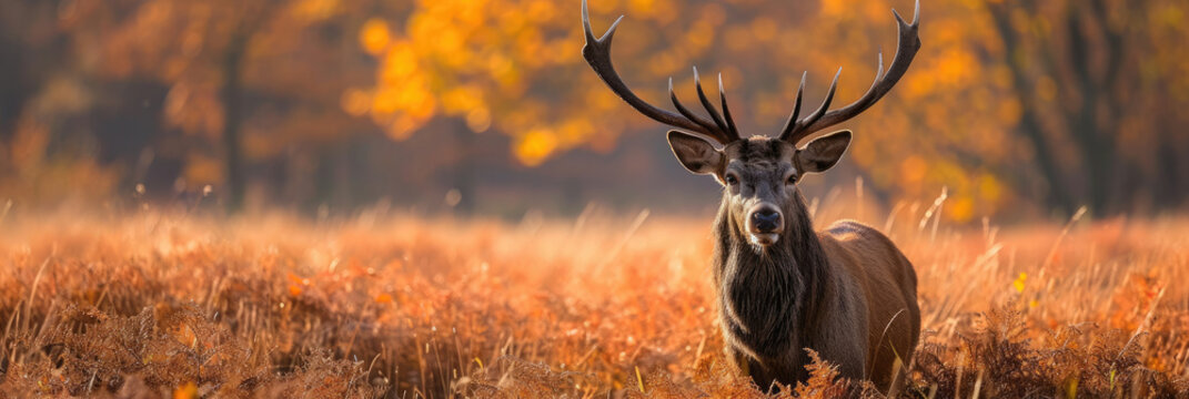 Majestic Deer Standing in a Field With Trees in the Background