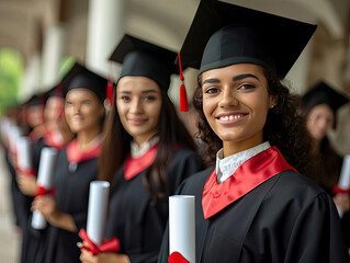 Group of Young Women in Graduation Gowns
