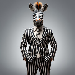 little zebra in business suit, fantasy art