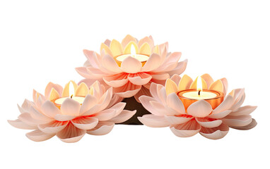 Flower-shaped Candle Holders Displayed with Immaculate Detailing on White or PNG Transparent Background.