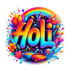 Happy Holi Text, Holi Text, Holi festival background banner poster template creative flyer for Indian festival of color celebration, Vector illustration of Holi festival background