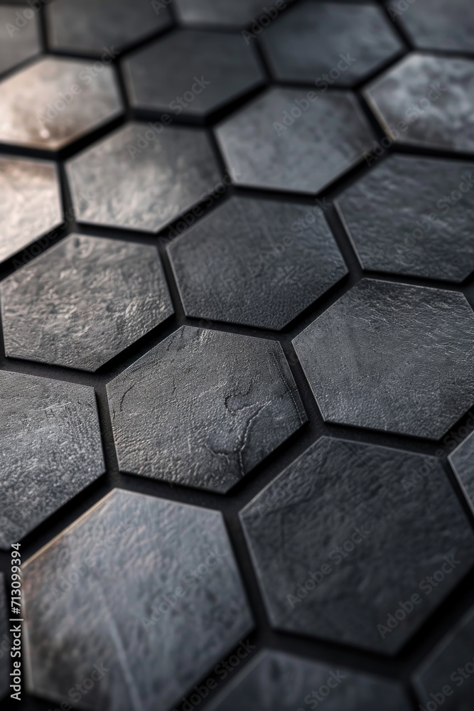 Aufkleber A close up view of a hexagonal tile floor. Ideal for interior design and architecture projects