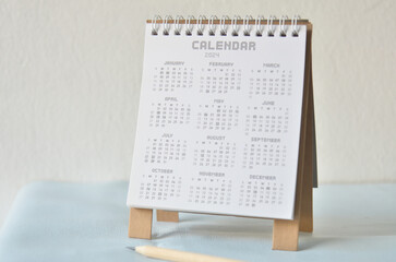 White calendar in planning.