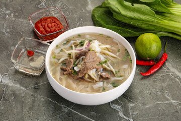 Vietnamese soup Pho Bo with beef
