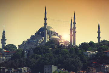 Exterior view of the impressive Suleymaniye Mosque, one the most famous architectural achievements...