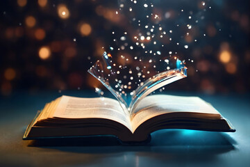 open book with glowing lights