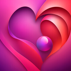 the abstract heart is red and pink. Generative ai