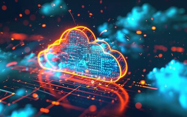 Cloud Computing: A photo symbolizing the essence of cloud computing in the digital world, with data storage and processing depicted in a virtual cloud environment