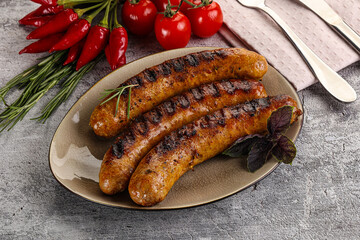 Grilled meat sausages with spices