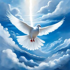 dove of peace flying in clouds