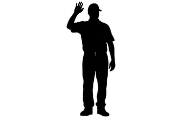 Baseball Umpire Vector Silhouette,Baseball Umpire Decision Indication by Giving Hand Signal,
