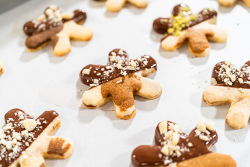 Making Cutout Sugar Cookies, Chocolate-Dipped, Hazelnut-Sprinkled