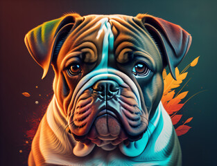 Bulldogge mit abstraktem Hintergrund