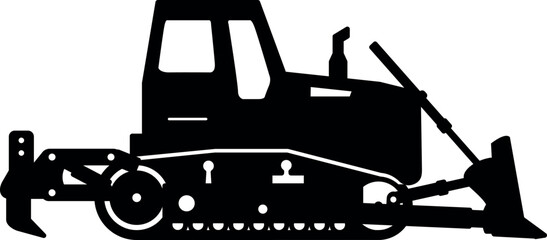 Silhouette of Bulldozer Icon in Flat Style. Vector Illustration © yustus