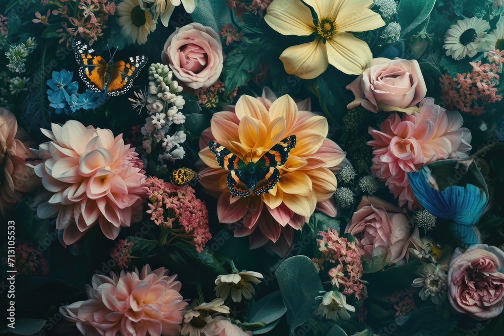 Aufkleber A close up view of a beautiful bunch of flowers. Perfect for adding a touch of nature and vibrancy to any project or design